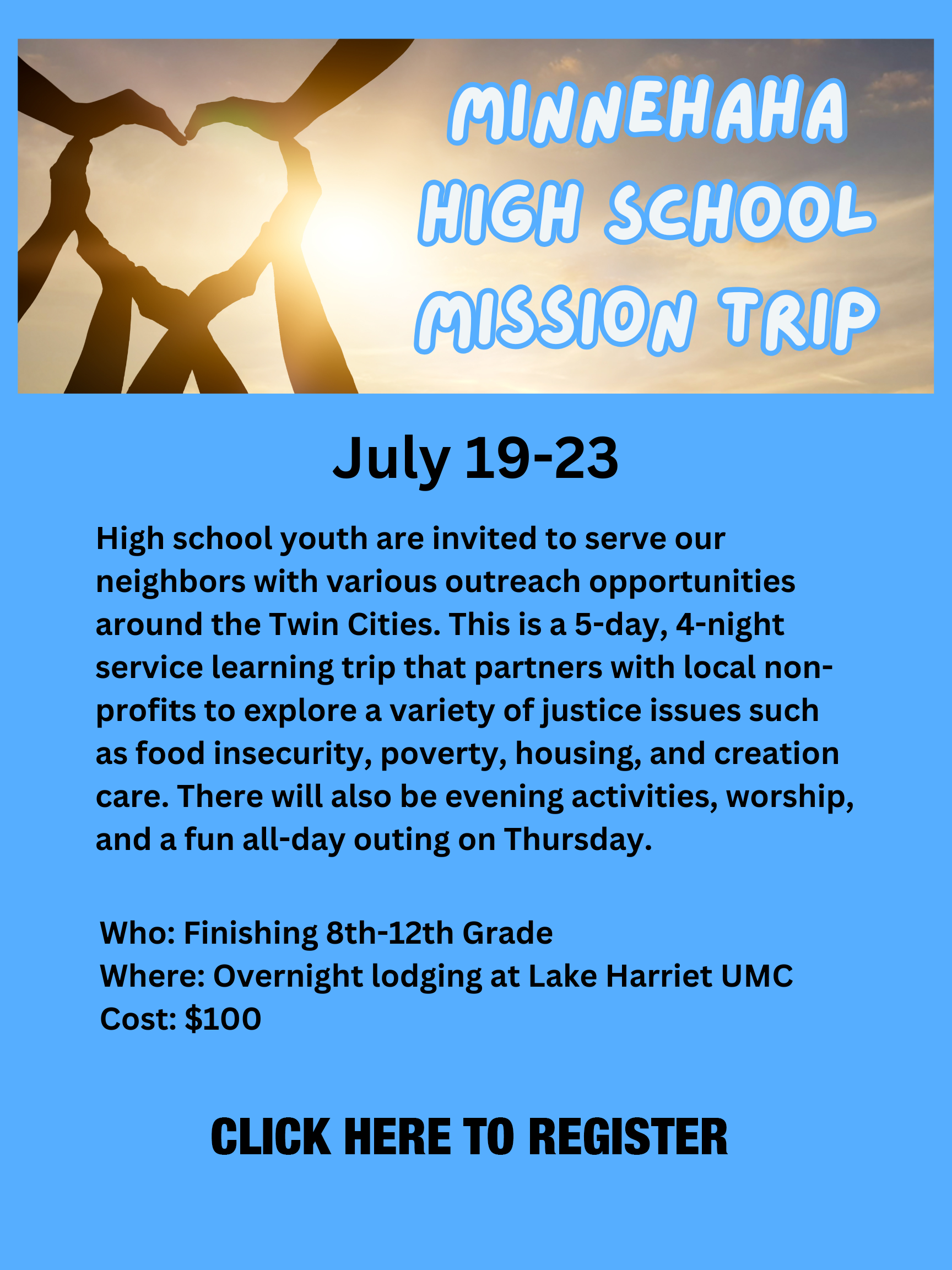 Click here to sign up for the High School Mission Trip